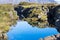 view of Silfra fissure in valley of Thingvellir