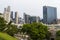 View of Singapore Skyline from hill
