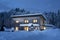 View of a single family house with solar thermal collectors on the facade for sustainable and renewable energy for heating