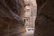 View from Siq on entrance of City of Petra, Khazneh