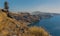 A view from Skaros Rock, Santorini towards the capital, Fira