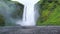 View of Skogafoss waterfall in rainy day