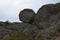 View of the sky from the canyon. Act. Stones against the sky