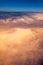 View of the sky and clouds from the airplane porthole