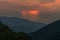 View of the sky with cumulonimbus clouds at sunset