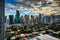 View of the skyline of Makati at sunset, in Metro Manila, The Ph