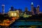 View of the skyline of Uptown at night, in Charlotte, North Carolina.