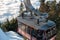 A view of Skyride Gondola at The Peak of Vancouver inside the Grouse Mountain Ski Resort during at sunset