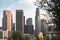 View of the skyscrapers in downtown Los Angeles from the Vista Hermosa Natural Park