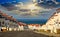 View from a sloping street with fishing houses