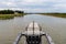 View of sluice-gate hydraulic dam in Mont Saint-Michel