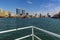 A view from a small boat of the upper reaches of the Dubai Creek in the UAE