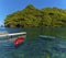 A view of small boats moored at Wallilabou Anchorage, Saint Vincent