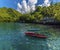 A view of small boats moored at Wallilabou Anchorage, Saint Vincent