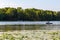 View of  of small crafts boats on Carter Lake Iowa