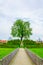View of a small hill situated in the Kvetna zahrada garden in Kromeriz with a tree in the center....IMAGE