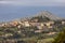 View of small touristic town in the mountains. Dorgali, Sardinia, Italy