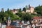 View at the small town Hirschhorn and castle, Odenwald, Hesse, Germany