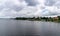 View of the small town of Stromsund on the Stroms Vattudal Lake in northern Sweden