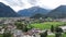 View of a small town surrounded by mountains. Interlaken, Switzerland.