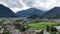 View of a small town surrounded by mountains. Interlaken, Switzerland.