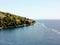 View of a small traditional Croatian town along the incredibly beautiful adriatic sea while driving the adriatic highway