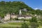 View of small village Baume les Messieurs in french Jura Region with castle