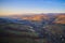 View of a small village in the highlands. Dawn in the mountains in the countryside