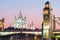 View of the Smolny Cathedral and the Bolsheokhtinsky bridge during the White Nights. St. Petersburg. Russia