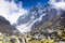 View of snow-capped mountain peaks