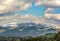 View of snow coated Helmos mountain which located in Peloponnese. Grecce.The photo taken from the opposite mountain named Mainalo