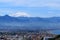 View of the snow-covered beauty Etna from the Milazzo peninsula