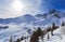 View of snow covered Courchevel slope in French Alps