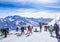 View of snow covered Courchevel slope in French Alps