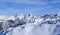 View of snow covered Courchevel slope in French Alps