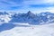 View of snow covered Courchevel slope in French Alps