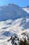 View of snow covered Courchevel slope in French Alps