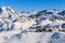 View of snow covered Courchevel slope in French Alps