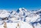 View of snow covered Courchevel slope in French Alps. Ski Resort