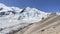 View of the snow-covered mountain range of the Pamirs. Beautiful mountain landscape