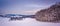 View of snow-covered rolling hills in rural York County, Pennsylvania.