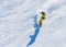 View of Snowboarder on the slopes of the Ski resort GrandVallira. Pyrenees mountains. Andorra