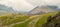 View from Snowdon Ranger path at a mountain train. Highest mountain in Wales. Snowdonia National Park.