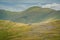 View from Snowdon Ranger path at a mountain train. Highest mountain in Wales. Snowdonia National Park.