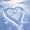 view Snowy love note Heart drawn in the snow, a romantic gesture
