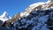 View of Snowy Matterhorn peak in the early spring morning