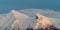 View of the snowy peaks of the Belianske Tatras and the High Tatras