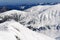 View of the snowy peaks and slopes of the mountains Low Tatras.