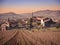 View of Soave Italy surrounded by vineyards.