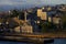 View of the Sokollu Mehmed Pasha Mosque and port cranes in the European part of Istanbul on the shore of the Golden Horn Bay